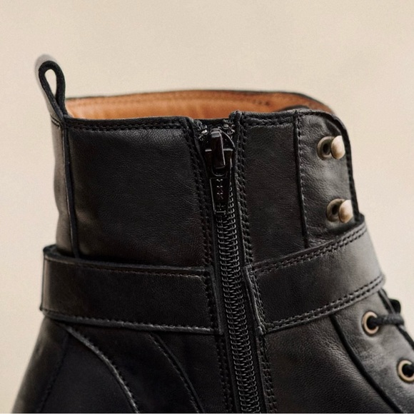 Sezane Smooth Black Leather Dana Ankle Boots US 7 - Picture 3 of 5